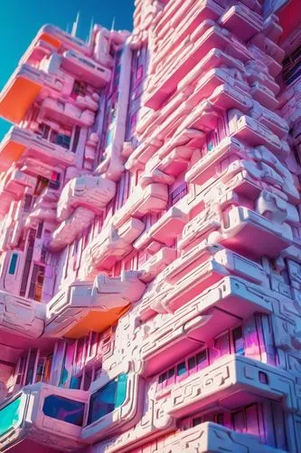 voxel,voxels,apartment block,escala,microdistrict,pink squares,ctbuh,multistorey,hypermodern,blocks,cubes,graecorum,cubic house,cybertown,micropolis,apartment building,3d render,kirrarchitecture,cubic,cybercity,Conceptual Art,Sci-Fi,Sci-Fi 27