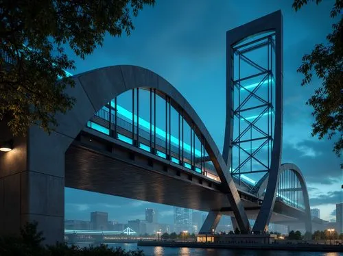 cable-stayed bridge,memorial bridge,rainbow bridge,aerial lift bridge,blue hour,skybridge,pattullo,ravenel bridge,ravenel,hoan,arco humber,brug,harbor bridge,willamette,bridged,bridges,bridge arch,tangshan railway bridge,puente,overbridges