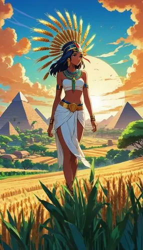 nefertari,aztecas,azteca,aztec,neferneferuaten,nubia,nile,rapanui,auriongold,peru,mesoamerican,mexica,oshun,kshetra,ixchel,nitocris,sumeria,desert background,nahuatl,neferhotep,Illustration,Japanese style,Japanese Style 03