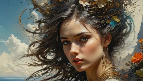 fantasy art,fantasy portrait,mystical portrait of a girl,girl in a wreath,world digital painting,faery,fantasy picture,portrait background,faerie,romantic portrait,girl in flowers,fractals art,the enchantress,rosa ' amber cover,image manipulation,fantasy woman,the wind from the sea,dryad,the sea maid,creative background,Photography,General,Fantasy