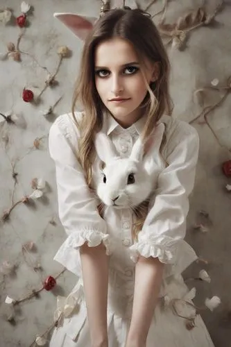 white rabbit,white bunny,rabbits and hares,little bunny,little rabbit,alice,alice in wonderland,young-deer,bunny,cottontail,young hare,fairy tale character,child fox,wild rabbit,the little girl,rabbits,children's fairy tale,american snapshot'hare,rabbit,little girl fairy,Photography,Natural