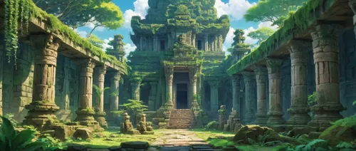 ancient city,artemis temple,pillars,ancient buildings,ruins,ancient,mausoleum ruins,the ruins of the,studio ghibli,poseidons temple,the ancient world,angkor,ancient house,temple,hanging temple,columns,necropolis,stone palace,hall of the fallen,cartoon video game background