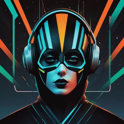 Design a futuristic album cover for an electronic music artist.,spotify icon,music player,electro,electronic music,echo,random access memory,transistor,nova,retro music,music background,magneto-optica