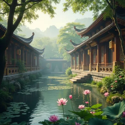 asian architecture,lotus pond,shaoming,lotus flowers,qingcheng,water lotus,qibao,suzhou,teahouse,oriental,hall of supreme harmony,golden lotus flowers,qingming,lotus on pond,lily pond,lotuses,south korea,yonghao,lotus blossom,japan garden,Photography,General,Realistic