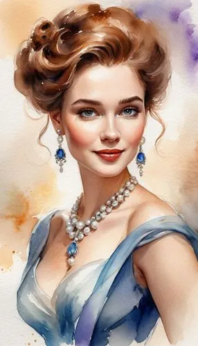 watercolor women accessory,margaery,margairaz,noblewoman,bridal jewelry,portrait background,Illustration,Paper based,Paper Based 24