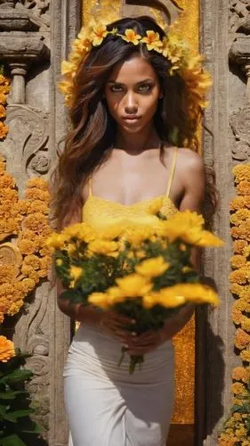 yellow garden,sun flowers,girl in flowers,hula,indian jasmine,nahri