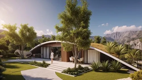 holiday villa,3d rendering,dunes house,render,chalet,lefay,ecovillages,bungalows,pool house,holiday home,amanresorts,mid century house,tropical house,modern house,luxury property,landscape design sydney,landscape designers sydney,summer house,inverted cottage,moorea,Photography,General,Realistic