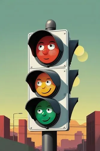 A traffic light , the light has a winking face,traffic light phases,traffic signals,heart traffic light,traffic lights,traffic signal,traffic light with heart,traffic light,stop light,hanging traffic 