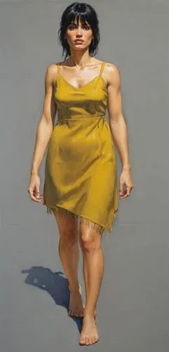 a painting of a woman in a yellow dress,fischl,ambiga,barkha,vanaja,shobana,sprint woman,Conceptual Art,Daily,Daily 09