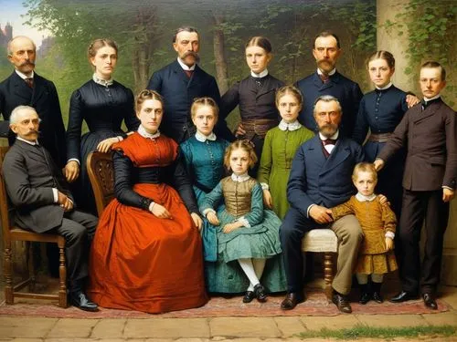 Large Stuttgart bourgeois family 1884 – in colour.,koevermans,group of people,the dawn family,heuvelmans,fleischmanns,barberry family,family group,parents with children,waldensians,july 1888,dingemans