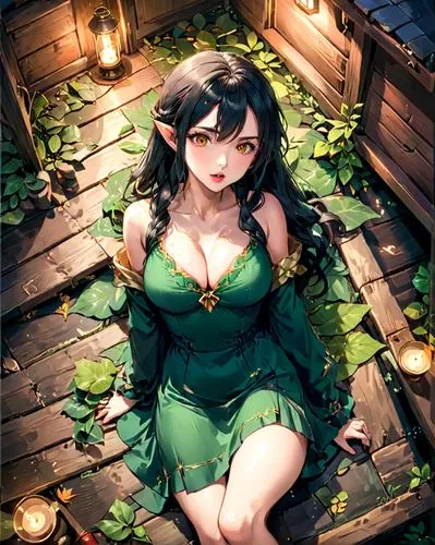 eldena,saria,background ivy,morgana,green dress,naraku,esmeralda,ivy,yongmei,hela,chryste,tira,emerald,morrigan,himawari,diana,elona,parvati,yggdrasil,enchantress,Anime,Anime,Realistic