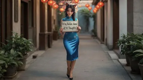 miss vietnam,girl holding a sign,cheongsam,fashion street,jinglei,asian costume