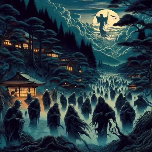 krampus,halloween illustration,halloween poster,halloween background,halloween scene,halloween wallpaper,halloween ghosts,night scene,sci fiction illustration,wolfman,haunted forest,christmas scene,no