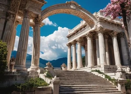 ephesus,greek temple,celsus library,marble palace,temple of diana,caesonia,pergamon,capitolium,celsus,atenas,vittoriano,artena,neoclassical,laodicea,pergamum,ancient rome,corinth,neoclassic,athens,delphi,Illustration,Realistic Fantasy,Realistic Fantasy 46