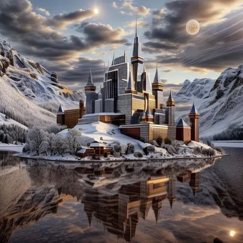 hogsmeade,gondolin,fantasy picture,osgiliath,fantasy landscape,fantasy city