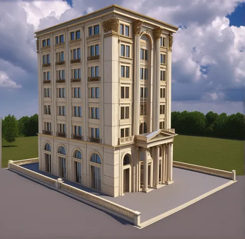 renaissance tower,ancient roman architecture,palazzo,brandenburger tor,3d rendering,apartment building,french building,classical architecture,appartment building,multi-story structure,europe palace,hi