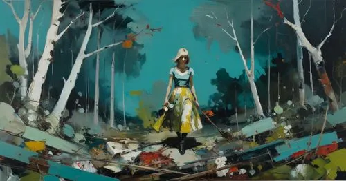 an oil painting of a woman carrying bags on her head,transistor,sorrentino,rossmo,domergue,santigold,jasinski,Conceptual Art,Oil color,Oil Color 01