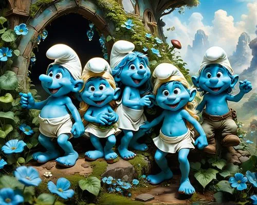 smurf,smurf figure,scandia gnomes,blue eggs,om,forget-me-nots,blue butterflies,gooseberry family,myosotis,marzipan figures,forget-me-not,water forget me not,blue bonnet,forget me nots,himilayan blue poppy,gnomes,children's background,ivy family,alice in wonderland,wall,Conceptual Art,Fantasy,Fantasy 05