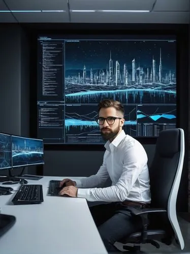 cybertrader,blur office background,man with a computer,computerologist,cybercriminals,cios,computer business,trading floor,datamonitor,genocyber,computer monitor,sysadmin,cyber glasses,night administrator,cybersecurity,computerization,computerware,monitor wall,cybersource,cybersurfers,Illustration,Realistic Fantasy,Realistic Fantasy 23