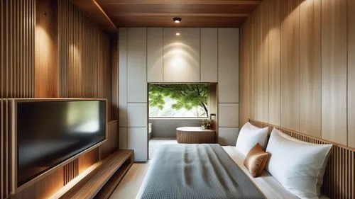 This design shows the Spring Japanese Room Hot Spring Resort that combines Japanese style with Puli culture. It is mainly based on walnut wood and milk tea tones, creating a warm, tranquil and elegant