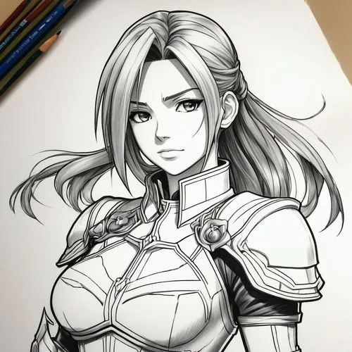 sophitia,leona,eldena,katarina,fiora,jaina,Illustration,Black and White,Black and White 08