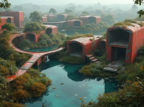 fallingwater,dorne,ravines,ecotopia,thermal spring,apartment complex,sanatoriums,shaoming,biopolis,industrial ruin,leshan,gondwanaland,redwall,dorms,sedensky,yavin,aqua studio,ponds,world digital painting,biospheres,Photography,General,Realistic