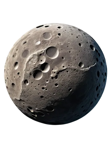 Cratered surface, lunar close-up, high definition, detailed textures, soft illumination, subtle shading, 3/4 composition, shallow depth of field, cinematic lighting, spherical shape, mountainous terra