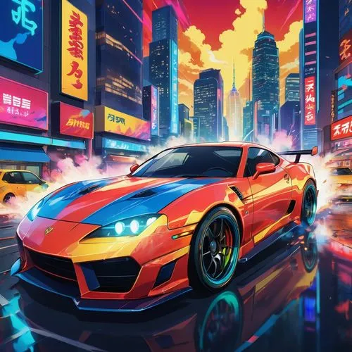 3d car wallpaper,car wallpapers,nissan gtr,gtr,mobile video game vector background,fire background,Illustration,Japanese style,Japanese Style 03