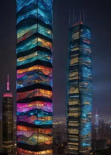 guangzhou,lujiazui,shanghai,international towers,pc tower,renaissance tower,urban towers,1 wtc,burj kalifa,nanjing,ctbuh,twin tower,burj,wanzhou,chengdu,tianjin,tribute in lights,escala,electric tower,glass building,Illustration,Japanese style,Japanese Style 16