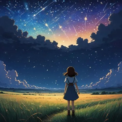 star sky,starry sky,falling stars,falling star,rainbow and stars,the night sky,starbright,night sky,starlit,colorful stars,starry night,starlight,night stars,fireflies,estrelas,stars,hanging stars,the stars,star winds,moon and star background,Illustration,Japanese style,Japanese Style 14