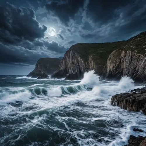 stormy sea,rocky coast,furore,rockall,durness,achill,stormy blue,moonlit night,inishowen,pentire,northeaster,seascapes,clogher,coastal landscape,storfer,seascape,landscape photography,finisterre,norway coast,tempestuous,Photography,General,Realistic