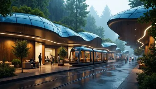 sky train,futuristic landscape,tram,monorail,kleinbahn,elevated railway,streamwood,trams,skyways,autopia,light rail train,urban design,light rail,skytrain,kashyyyk,futuristic architecture,tram road,render,ecotopia,tramway