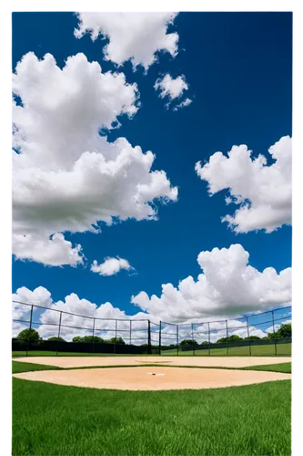 baseball field,blue sky clouds,virtual landscape,summer sky,bluesky,ballfield,skyscape,blue sky and clouds,baseball diamond,sky clouds,cloudlike,cloudscape,landscape background,outfield,blue sky and white clouds,photosphere,flatlands,cloudstreet,cloudy sky,cloud play,Illustration,Paper based,Paper Based 22