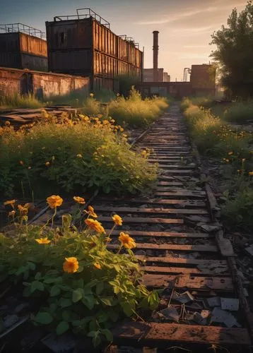 railroad,railyards,railroad track,abandoned train station,railroad line,industrial ruin,railroad tracks,industrial landscape,railway tracks,railtrack,branchline,railway track,brickyards,disused railway line,railroad trail,old tracks,train track,rail track,railway rails,railroads,Art,Classical Oil Painting,Classical Oil Painting 10