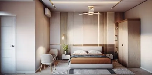 place a white air conditioner.,room divider,modern room,sleeping room,bedroom,canopy bed,guest room,japanese-style room,hallway space,capsule hotel,sky apartment,guestroom,walk-in closet,contemporary 