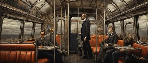 The Commuter,surrealism,surrealistic,train of thought,public transport,london underground,public transportation,photomanipulation,railway carriage,tram,photo manipulation,the train,conceptual photogra