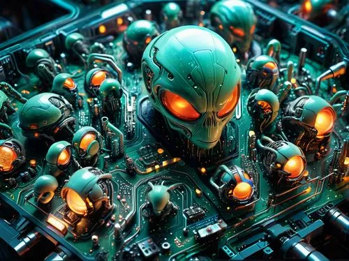 circuit board,circuitry,printed circuit board,mother board,cybernetics,motherboard,random access memory,synthesizer,oscilloscope,cyberspace,transistors,pcb,computer art,cyber,alien,integrated circuit,fractal design,analog synthesizer,solder,alien invasion,Photography,General,Sci-Fi