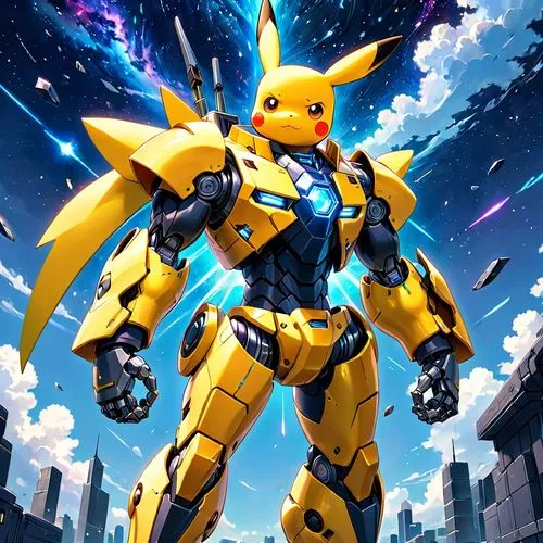 cynosbatos,bumblebee,pikachu,kryptarum-the bumble bee,cg artwork,gundam,pixaba,pika,mecha,electro,destroy,bolt-004,bee,heavy object,rein,stud yellow,nova,pokémon,transformer,drone bee,Anime,Anime,Traditional