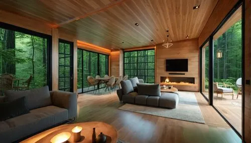 forest house,douglas fir,interior modern design,the cabin in the mountains,house in the forest,bohlin,sunroom,log cabin,timber house,livingroom,modern living room,cabin,inverted cottage,living room,log home,capilano,wood window,hardwood floors,chalet,tree house,Photography,General,Realistic