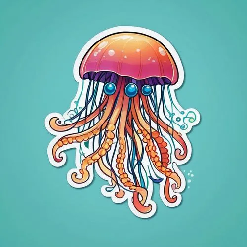 jellyfish,octopus vector graphic,nauplii,cnidaria,fun octopus,cauliflower jellyfish,jellylike,octopi,lion's mane jellyfish,jelly,jellyvision,octo,cephalopod,octopus,muscaria,medusahead,intersquid,jellies,medusae,deepsea,Unique,Design,Sticker