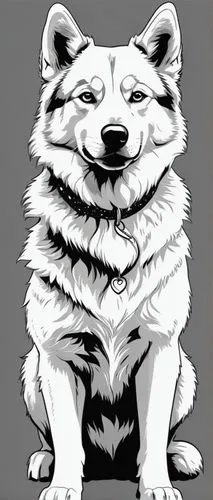 samoyed,akita,inu,samoyedic,inuzuka,sadaharu,Illustration,Black and White,Black and White 20