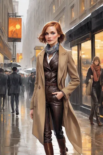 woman walking,pedestrian,a pedestrian,sci fiction illustration,woman in menswear,overcoat,girl walking away,woman shopping,fashion illustration,fashion street,walking in the rain,cordwainer,world digital painting,david bates,cigarette girl,the girl at the station,women fashion,lilian gish - female,long coat,fashion vector,Digital Art,Comic