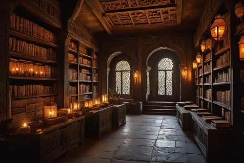 bookshelves,reading room,scriptorium,old library,inglenook,librarians,hall of the fallen,celsus library,bookcases,study room,ossuary,libraries,spellbook,crypt,diagon,manuscripts,hogwarts,vestry,dandelion hall,bookbuilding,Illustration,Abstract Fantasy,Abstract Fantasy 07