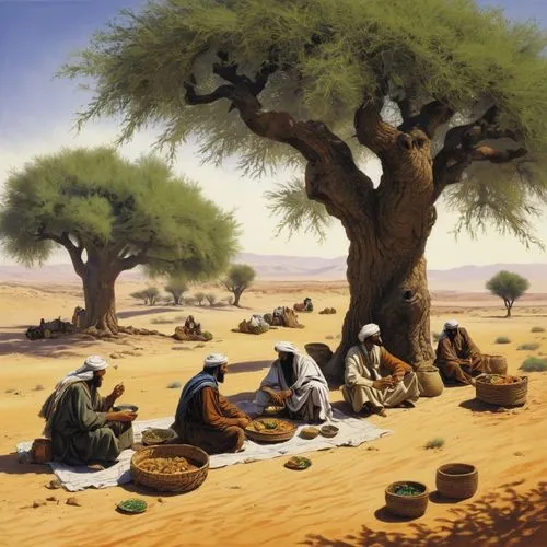 argan trees,argan tree,bedouin,date palm,libyan desert,afar tribe,nomadic people,tassili n'ajjer,eritrean cuisine,merzouga,date palms,desert landscape,argan,children studying,baobab oil,durman,snake charmers,desert desert landscape,north african bristle ends,orientalism,Illustration,Realistic Fantasy,Realistic Fantasy 06