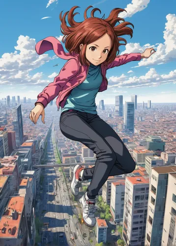 flying girl,akko,jump,jumping,yui hirasawa k-on,little girl in wind,kayano,flying,above the city,skycraper,skipping,woman free skating,mikuru asahina,sprint woman,axel jump,anime cartoon,in the air,female runner,little girl running,flying heart,Illustration,Black and White,Black and White 27