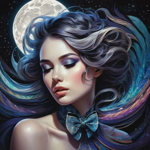 blue moon rose,selene,moonchild,fantasy art,moonbeam,moonbeams,Illustration,Realistic Fantasy,Realistic Fantasy 15