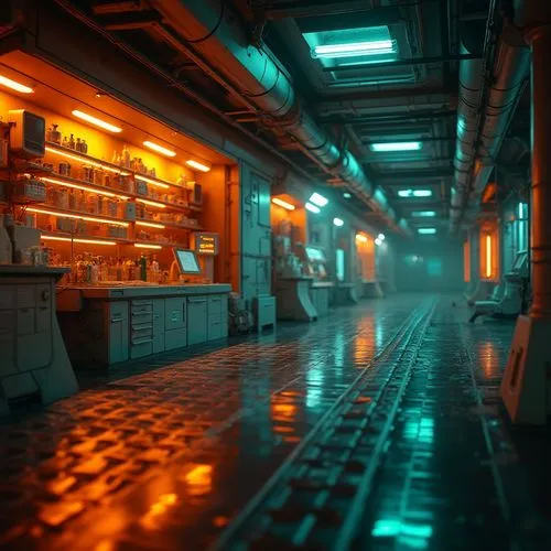 bladerunner,3d render,voxel,voxels,environments,retro diner,cinema 4d,synthetic,penumbra,alleyway,3d rendered,spaceship interior,passage,corridors,nostromo,scifi,cyberscene,sci - fi,render,tileable,Photography,General,Realistic