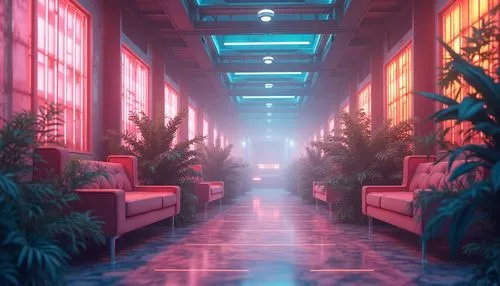 corridors,vapor,environments,3d render,hotel lobby,cyberscene,riviera,ufo interior,retro diner,atmospheres,blue room,3d background,nightclub,neon coffee,corridor,hallway,passage,winter garden,aesthetic,atmosfera,Photography,General,Realistic