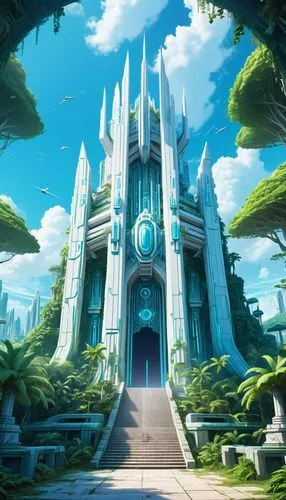 alfheim,portal,fairy tale castle,gondolin,fantasy world,maplestory,Illustration,Japanese style,Japanese Style 03