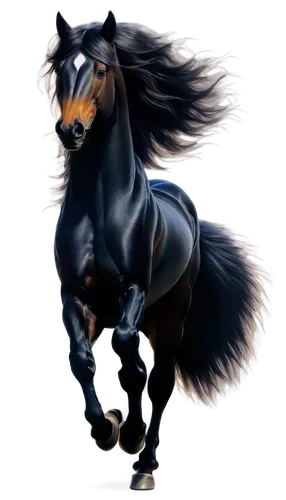 Majestic horse, galloping, shiny black coat, flowing mane, powerful muscles, strong legs, hooves, dynamic pose, freedom, wild spirit, warm sunlight, cinematic composition, shallow depth of field, vivi